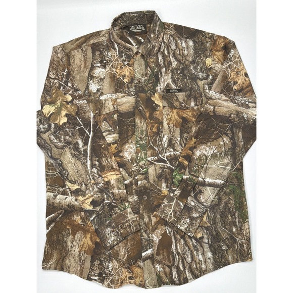 Von Dutch Other - Von Dutch Mens Large Real Tree Camo Long Sleeve‎ Button Down Shirt Woodland